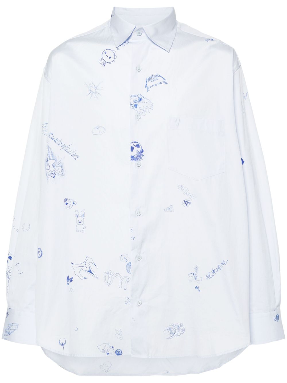 VETEMENTS Hemd mit Kritzel-Print - Blau von VETEMENTS