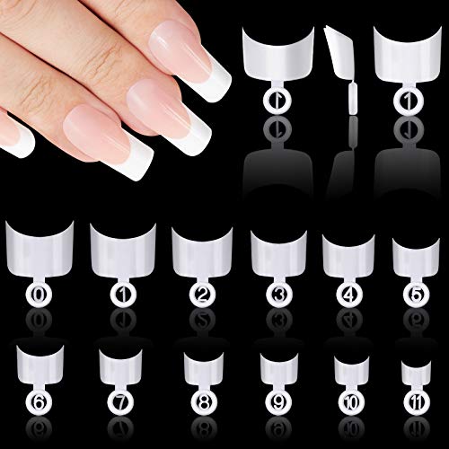 VETPW 600 Stücke Runde Form Französisch Falsche Nagelspitzen Set, Acryl Gefälschte Nagelspitzen Künstliche Nägel Kunst Tipps für Frauen DIY Nageldesign, 12 Größen (Weiß) von VETPW