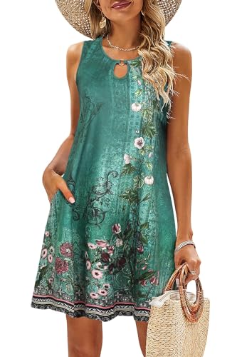 VEUNCOS Damen Strandkleid Cover Up Strandponcho Boho Sommer Ärmellose Tankkleid Tunika Kleid von VEUNCOS