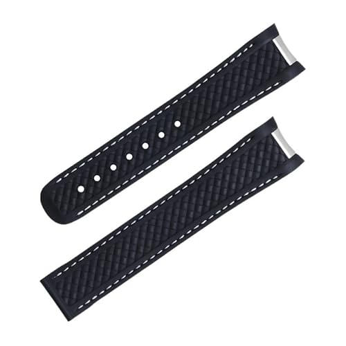 VEVEL 20 mm 21 mm Fluorkautschuk-Uhrenarmband für Omega-Armband AQUA TERRA 150M AT150 Ultra Light Worldtimer 43 mm 41 mm Faltschließe-Uhrenarmbänder(Black No buckle,21mm) von VEVEL