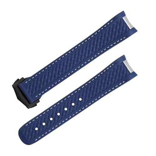 VEVEL 20 mm 21 mm Fluorkautschuk-Uhrenarmband für Omega-Armband AQUA TERRA 150M AT150 Ultra Light Worldtimer 43 mm 41 mm Faltschließe-Uhrenarmbänder(Blue3,20mm) von VEVEL