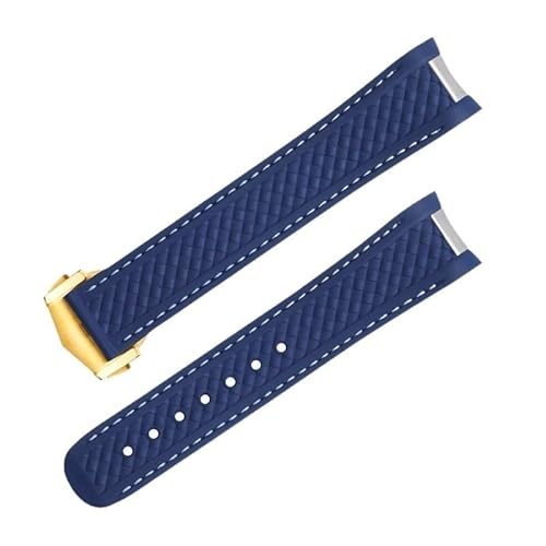 VEVEL 20 mm 21 mm Fluorkautschuk-Uhrenarmband für Omega-Armband AQUA TERRA 150M AT150 Ultra Light Worldtimer 43 mm 41 mm Faltschließe-Uhrenarmbänder(Blue5,20mm) von VEVEL