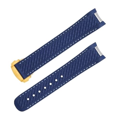 VEVEL 20 mm 21 mm Fluorkautschuk-Uhrenarmband für Omega-Armband AQUA TERRA 150M AT150 Ultra Light Worldtimer 43 mm 41 mm Faltschließe-Uhrenarmbänder(Blue6,20mm) von VEVEL