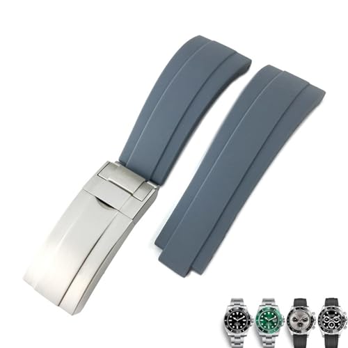 VEVEL 20 mm 21 mm Gummi-Silikon-Armband, passend für Rolex Submariner GMT OYSTERFLEX Daytona DEEPSEA, wasserdichtes Armband(Gray,21mm) von VEVEL