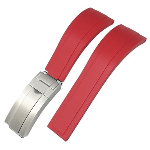 VEVEL 20 mm 21 mm Gummi-Silikon-Armband, passend für Rolex Submariner GMT OYSTERFLEX Daytona DEEPSEA, wasserdichtes Armband(Red 1,21mm) von VEVEL