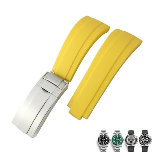 VEVEL 20 mm 21 mm Gummi-Silikon-Armband, passend für Rolex Submariner GMT OYSTERFLEX Daytona DEEPSEA, wasserdichtes Armband(Yellow,20mm) von VEVEL