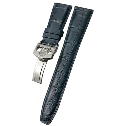 VEVEL 20mm 21mm 22mm Rindsleder-Armband für IWC Big Pilot's Watches Portofino Portugieser Echtleder-Uhrenarmband-Armbänder(Blue silver2,22mm) von VEVEL