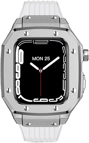 VEVEL Metall-Uhrengehäuse, Silikon-Uhrenarmband, für Apple Watch 8, 7, 6, 5, 4, SE-Serie, Sportarmband, Mod-Kit, für iWatch 44 mm, 45 mm, Ersatzzubehör, Style40, Achat von VEVEL