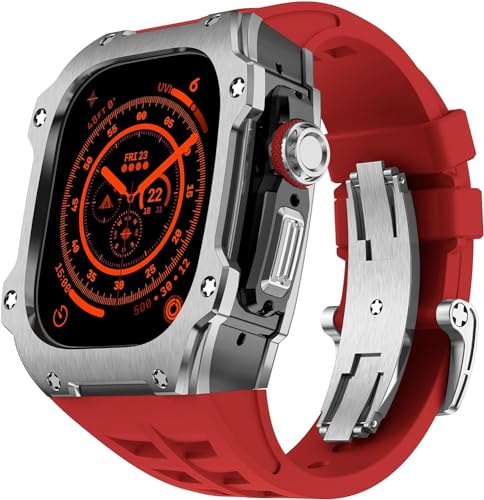 VEVEL RM-Stil Edelstahl-Uhrengehäuse + Gummi-Uhrenarmband, Mod-Kit, für Apple Watch Ultra 8, 49 mm, DIY-Modifikation, Sport-Gummi-Ersatzarmband, Mod-Kit, Zubehör, For Ultra 49MM, Achat von VEVEL