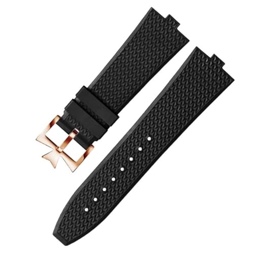 VEVEL Senior FKM Fluorkautschuk-Uhrenarmband für Vacheron Constantin 4500 V 5500 V 7900 Uhrenarmband vc Convex Mouth 7 mm Armbanduhrenband(BK rose pin) von VEVEL