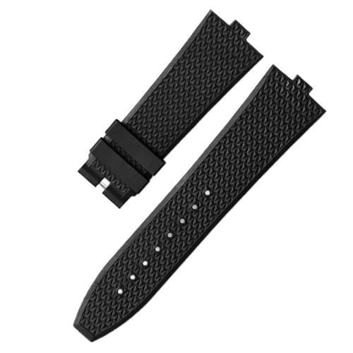 VEVEL Senior FKM Fluorkautschuk-Uhrenarmband für Vacheron Constantin 4500 V 5500 V 7900 Uhrenarmband vc Convex Mouth 7 mm Armbanduhrenband(Black no buckle) von VEVEL