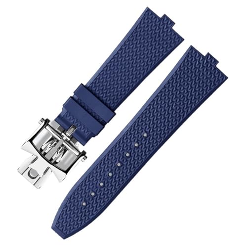 VEVEL Senior FKM Fluorkautschuk-Uhrenarmband für Vacheron Constantin 4500 V 5500 V 7900 Uhrenarmband vc Convex Mouth 7 mm Armbanduhrenband(Blue SR fold) von VEVEL