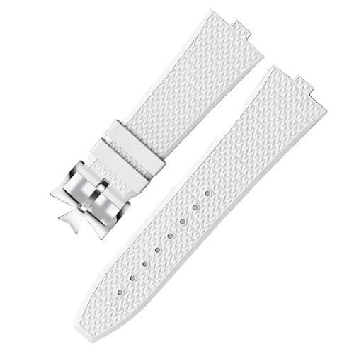 VEVEL Senior FKM Fluorkautschuk-Uhrenarmband für Vacheron Constantin 4500 V 5500 V 7900 Uhrenarmband vc Convex Mouth 7 mm Armbanduhrenband(White SR pin) von VEVEL
