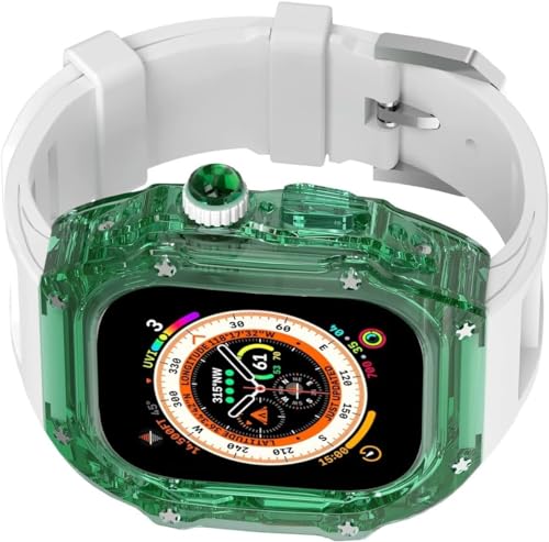 VEVEL Transparentes PC-Uhrengehäuse, Gummi-Uhrenarmband, für Apple Watch 9, 8, 7, 6, 5, 4, SE-Serie, stoßfestes Gehäuse, Mod-Kit, für iWatch 44 mm, 45 mm, Ersatzzubehör, 44mm, Achat von VEVEL