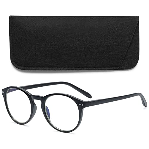 VEVESMUNDO Anti Blaulicht Lesebrillen Computer Damen Herren Federscharnier Klar Groß Runde Retro Vintage Vollrandbrille Lesehilfe Sehhilfe Blaulichtfilter Brille (Schwarz, 4.0) von VEVESMUNDO