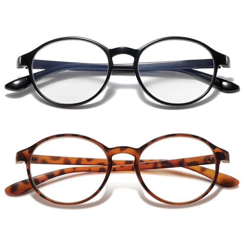 VEVESMUNDO Anti blaulicht Lesebrillen Damen Herren Modern Runde Flexibel Computerbrille Blaulichtblockierend Lesehilfe Sehhilfe Blaulichtfilter Brille von VEVESMUNDO