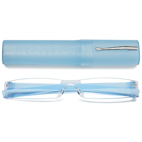 VEVESMUNDO Randlos Lesebrille mit Etui Damen Herren Mini Lesehilfe Sehhilfe Ohne Rahmen von VEVESMUNDO