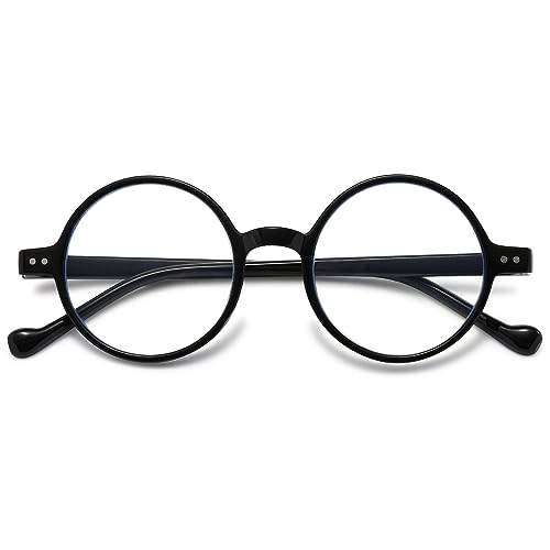 VEVESMUNDO Anti Blaulicht Lesebrille Damen Herren Runde Retro Groß Kunststoff Blaulichtfilter Lesehilf Sehhilfe Brille (1 Stück Schwarz Lesebrille, +2.0) von VEVESMUNDO