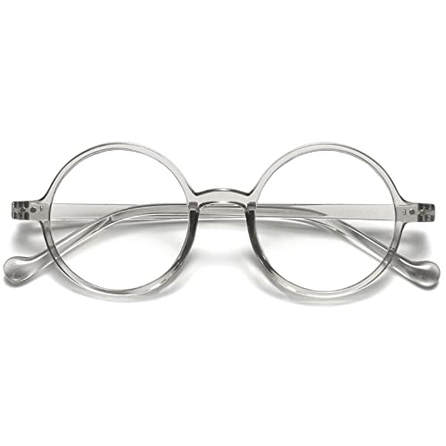 VEVESMUNDO Anti Blaulicht Lesebrille Damen Herren Runde Retro Groß Kunststoff Blaulichtfilter Lesehilf Sehhilfe Brille +1.0,+1.5,+2.0,+2.5,+3.0,+3.5,+4.0 (1 Stück Grau Lesebrille, +4.0) von VEVESMUNDO