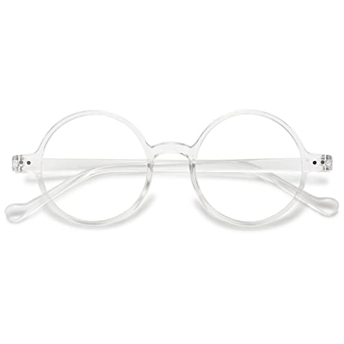 VEVESMUNDO Anti Blaulicht Lesebrille Damen Herren Runde Retro Groß Kunststoff Blaulichtfilter Lesehilf Sehhilfe Brille +1.0,+1.5,+2.0,+2.5,+3.0,+3.5,+4.0 (1 Stück Transparente Lesebrille, +1.0) von VEVESMUNDO