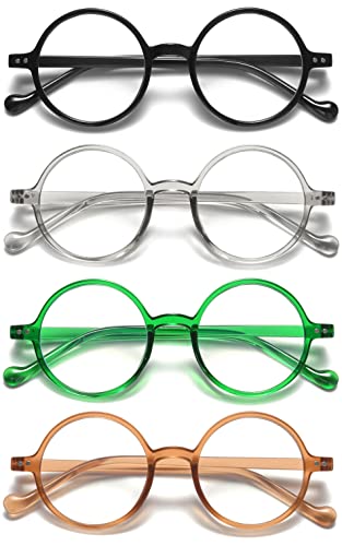 VEVESMUNDO Anti Blaulicht Lesebrille Damen Herren Runde Retro Groß Kunststoff Blaulichtfilter Lesehilf Sehhilfe Brille +1.0,+1.5,+2.0,+2.5,+3.0,+3.5,+4.0 (4 Stück Lesebrillen Set, +2.0) von VEVESMUNDO
