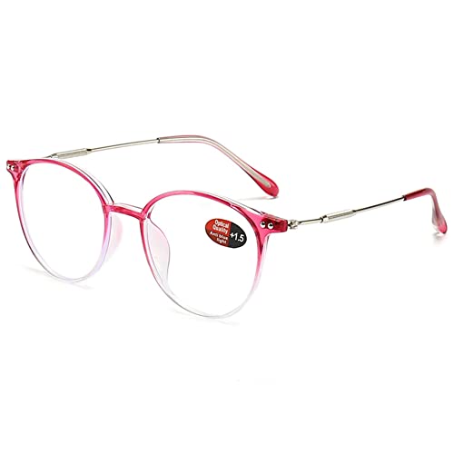 VEVESMUNDO Anti Blaulicht Lesebrille Modern Hornbrille Blaulichtfilter Sehhilfe Lesehilfe Brillen Damen Herren (1 Stück Farbverlauf Rot, 4.0) von VEVESMUNDO