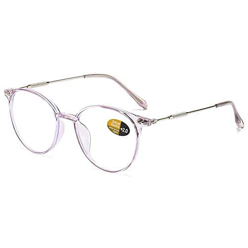 VEVESMUNDO Anti Blaulicht Lesebrille Modern Hornbrille Blaulichtfilter Sehhilfe Lesehilfe Brillen Damen Herren (1 Stück Transparent Lila, 3.5) von VEVESMUNDO