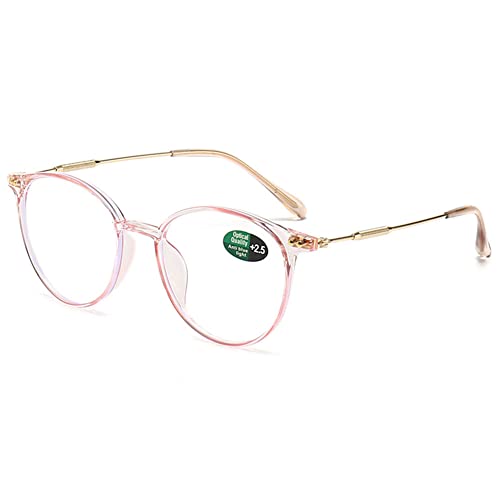 VEVESMUNDO Anti Blaulicht Lesebrille Modern Hornbrille Blaulichtfilter Sehhilfe Lesehilfe Brillen Damen Herren (1 Stück Transparent Rosa, 2.0) von VEVESMUNDO