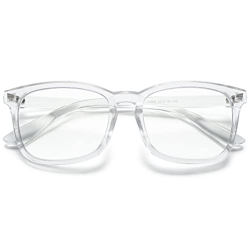 VEVESMUNDO Blaulichtfilter Lesebrillen Damen Herren Modern Groß Lesehilfe Sehhilfe Hornbrille Anti blaulicht Brillen (Transparent, 0) von VEVESMUNDO