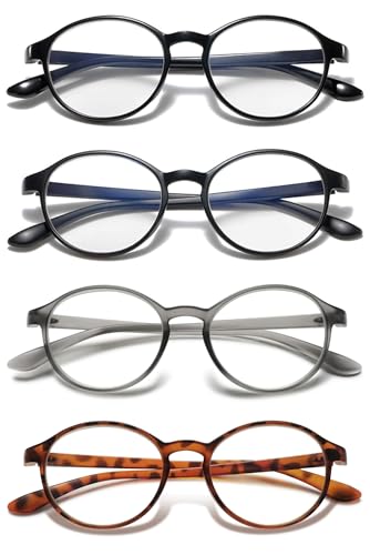 VEVESMUNDO Anti blaulicht Lesebrillen Damen Herren Modern Runde Flexibel Computerbrille Blaulichtblockierend Lesehilfe Sehhilfe Blaulichtfilter Brille (+1.5, 4 Stück Lesebrillen Set) von VEVESMUNDO