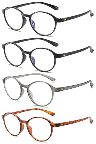 VEVESMUNDO Anti blaulicht Lesebrillen Damen Herren Modern Runde Flexibel Computerbrille Blaulichtblockierend Lesehilfe Sehhilfe Blaulichtfilter Brille (+3.0, 4 Stück Lesebrillen Set) von VEVESMUNDO