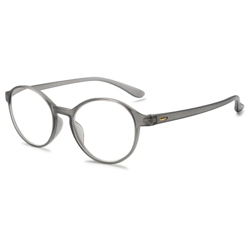 VEVESMUNDO Anti blaulicht Lesebrillen Damen Herren Modern Runde Flexibel Computerbrille Blaulichtblockierend Lesehilfe Sehhilfe Blaulichtfilter Brille (Grau, 3.0) von VEVESMUNDO