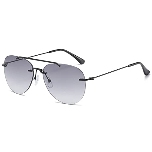 VEVESMUNDO Bifokale Sonnelesebrille Lesebrille Metall Blaulichtfilter Gleitsichtbrille Pilotenbrille Herren Damen Brillen +1.0,+1.5,+2.0,+2.5,+3.0,+3.5(Schwarz&Grau Linsen, 2.0) von VEVESMUNDO