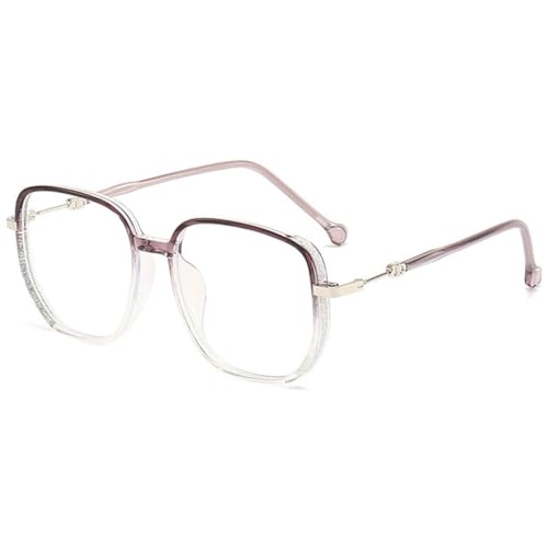 VEVESMUNDO Blaulichtfilter Brille Ohne Stärke Groß Quadratisch Kunststoff Rechteckig Dekobrille Anti Blaulicht Brillen Damen Herren (1 Stück Lila, 0.0) von VEVESMUNDO