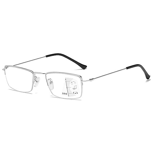 VEVESMUNDO Blaulichtfilter Gleitsichtbrille Multifokale Progressive Lesebrille Halbrand Metall Herren Damen Sehhilfe Lesehilfe +1.0,+1.5,+2.0,+2.5,+3.0,+3.5,+4.0 (1 Stück Schwarz, 2.0) von VEVESMUNDO