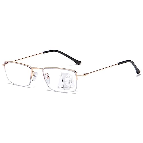 VEVESMUNDO Blaulichtfilter Gleitsichtbrille Multifokale Progressive Lesebrille Halbrand Metall Herren Damen Sehhilfe Lesehilfe +1.0,+1.5,+2.0,+2.5,+3.0,+3.5,+4.0 (1 Stück Schwarz, 3.0) von VEVESMUNDO