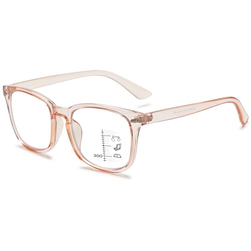 VEVESMUNDO Blaulichtfilter Lesebrille Gleitsichtbrille Multifokale Progressive Herren Damen Sehhilfe Lesehilfe +1.0,+1.5,+2.0,+2.5,+3.0,+3.5,+4.0 (1 Stück Transparent Rosa, 2.5) von VEVESMUNDO