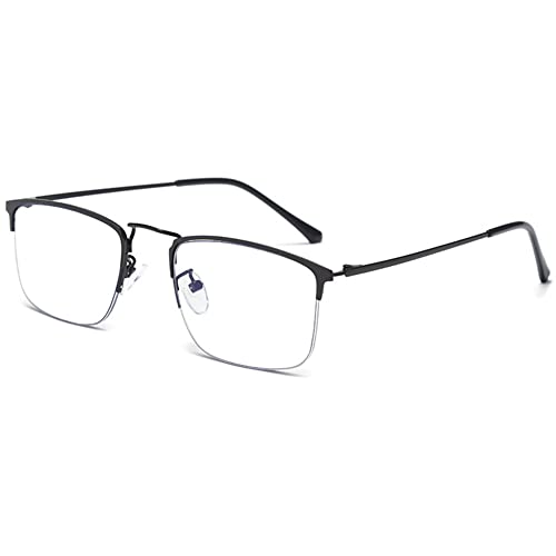 VEVESMUNDO Blaulichtfilter Lesebrille Halbrahmen Metall Rechteckig Halbrand Halbbrille Lesehilfe für Herren Damen (1 Stück Schwarz Lesebrille, 2.0) von VEVESMUNDO