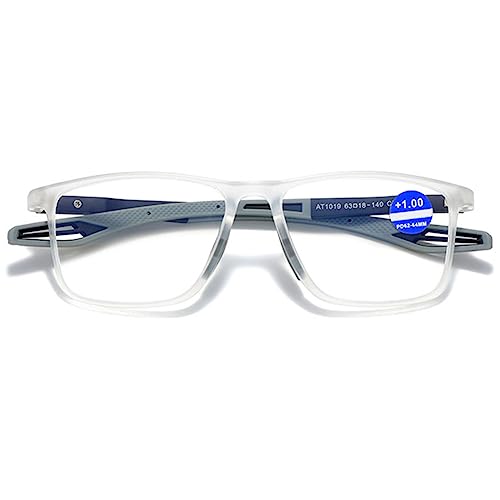 VEVESMUNDO Blaulichtfilter Lesebrille Sportliche TR90 Leicht Sport Herren Damen Lesehilfe Sehhilfe Brille (1 Stück Transparent Grau, 2.0) von VEVESMUNDO