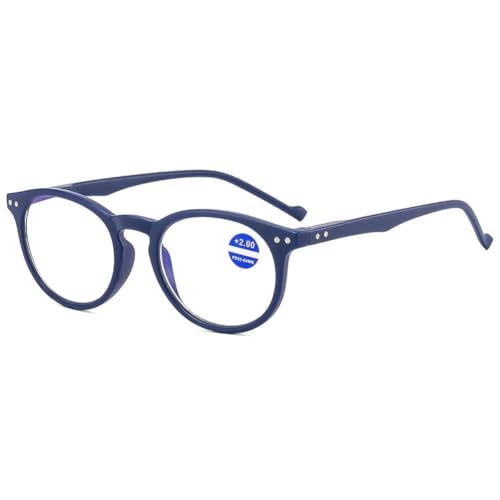 VEVESMUNDO Blaulichtfilter Lesebrillen Herren Damen Oval Retro Vintage Sehhilfe Lesehilfe Brillen +1.0,+1.5,+2.0,+2.5,+3.0,+3.5 (1 Stück Blau, 1.0) von VEVESMUNDO