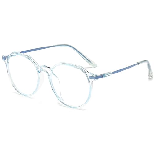 VEVESMUNDO Blaulichtfilter Lesebrillen Metall Groß Rund Nerdbrille Anti Blaulicht Brillen Damen Herren +0.5,+1.0,+1.5,+2.0,+2.5,+3.0,+3.5,+4.0 (1 Stück Transparent Blau, 2.5) von VEVESMUNDO