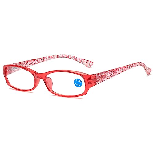 VEVESMUNDO Damen Blaulichtfilter Lesebrille Bunt Vintage Kunststoff Rechteckig Federscharnier Lesehilfe Sehhilfe Brille mit Sehstärke (1 Stück Rot Lesebrille, 2.5) von VEVESMUNDO