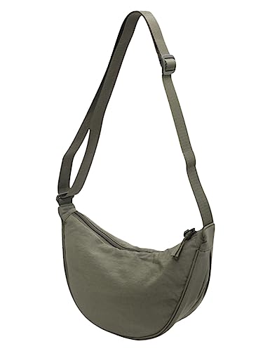 VEVESMUNDO Damen Halbmond Tasche Crossbody Bag Leichte Hobo Schultertasche Umhängetasche mit verstellbarer Schultergurt (Grün) von VEVESMUNDO