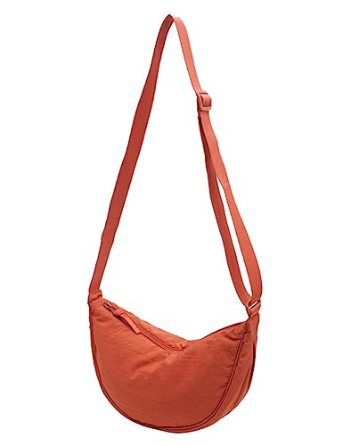 VEVESMUNDO Damen Halbmond Tasche Crossbody Bag Leichte Hobo Schultertasche Umhängetasche mit verstellbarer Schultergurt (Orange) von VEVESMUNDO