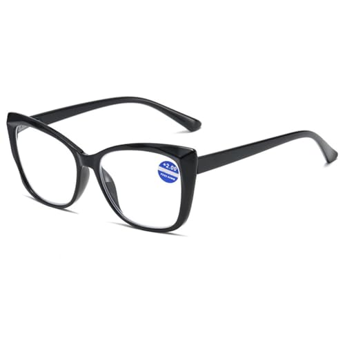 VEVESMUNDO Damen Katzenaugen Lesebrillen Blaulichtfilter Federscharnier Anti blaulicht Lesehilfen Weitsichtigkeit Brille +1.0,+1.5,+2.0,+2.5,+3.0,+3.5,+4.0 (1 Stück Schwarz, 1.5) von VEVESMUNDO