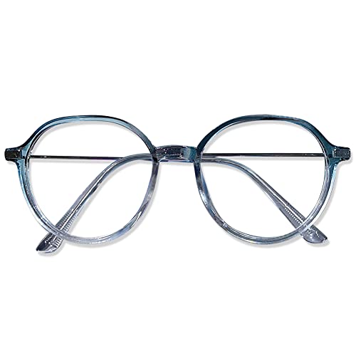 VEVESMUNDO Damen Lesebrille Blaulichtfilter Groß Retro Kunststoff Transparente Metallbügel Lesehilf Sehhilfe Brille (1 Stück Blau Lesebrille, 2.5) von VEVESMUNDO