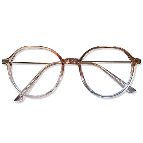 VEVESMUNDO Damen Lesebrille Blaulichtfilter Groß Retro Kunststoff Transparente Metallbügel Lesehilf Sehhilfe Brille (1 Stück Braun Lesebrille, 1.5) von VEVESMUNDO