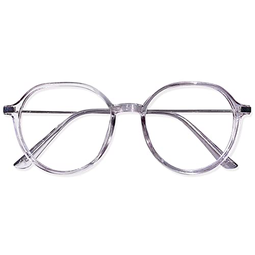 VEVESMUNDO Damen Lesebrille Blaulichtfilter Groß Retro Kunststoff Transparente Metallbügel Lesehilf Sehhilfe Brille (1 Stück Grau Lesebrille, 1.5) von VEVESMUNDO