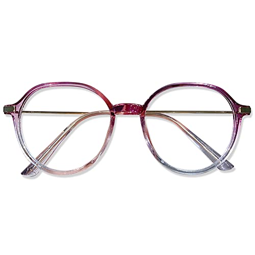 VEVESMUNDO Damen Lesebrille Blaulichtfilter Groß Retro Kunststoff Transparente Metallbügel Lesehilf Sehhilfe Brille (1 Stück Lila Lesebrille, 2.0) von VEVESMUNDO