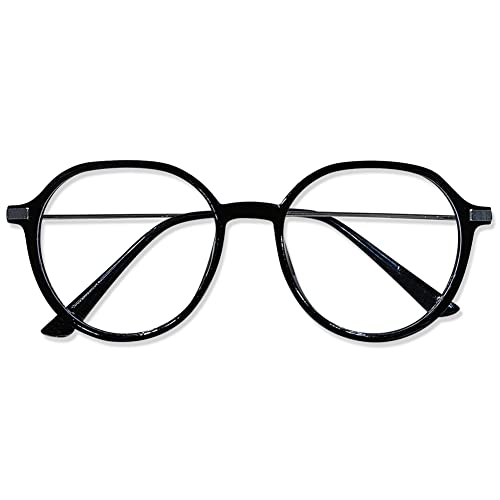 VEVESMUNDO Damen Lesebrille Blaulichtfilter Groß Retro Kunststoff Transparente Metallbügel Lesehilf Sehhilfe Brille (1 Stück Schwarz Lesebrille, 1.0) von VEVESMUNDO